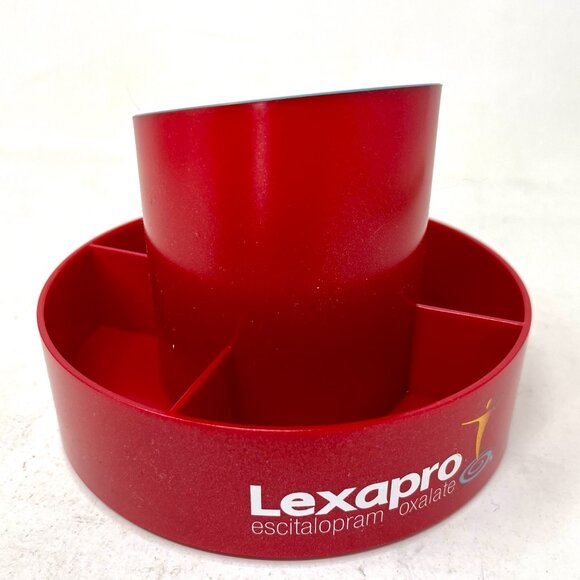 Lexapro Escitalopram Oxalate Red ROTATING DESK ORGANIZER Pharmaceutical Promo - Picture 2 of 4